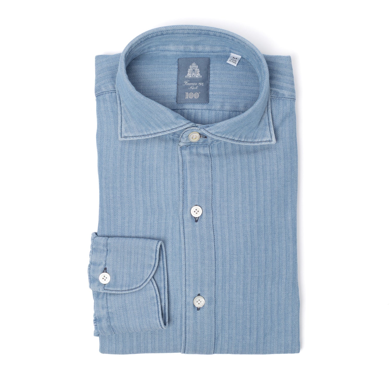 Sports Shirt "Vintage Herringbone Denim" made from pure Cotton - Collo Simone